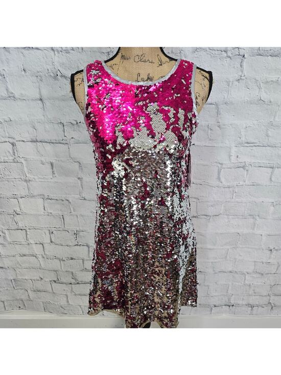Dresses & Skirts - Lavender mini dress 14/16 sleeveless sequin silver pink party cocktail A42